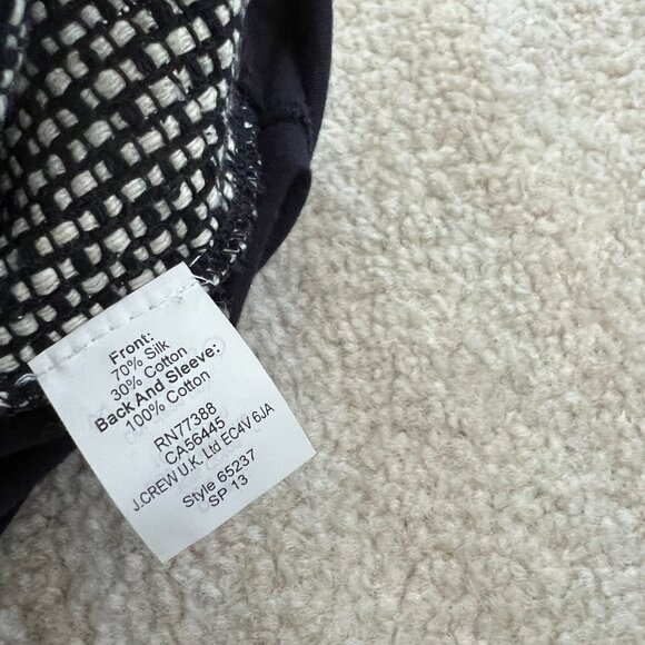 J. Crew Silk Cotton Tweed Front Short Sleeve Blouse Top L - Picture 10 of 11